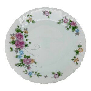 ARCOPAL France 7.5" Salad Plate ROSALIE Swirl Rim‎ Pink Blue Peach Floral